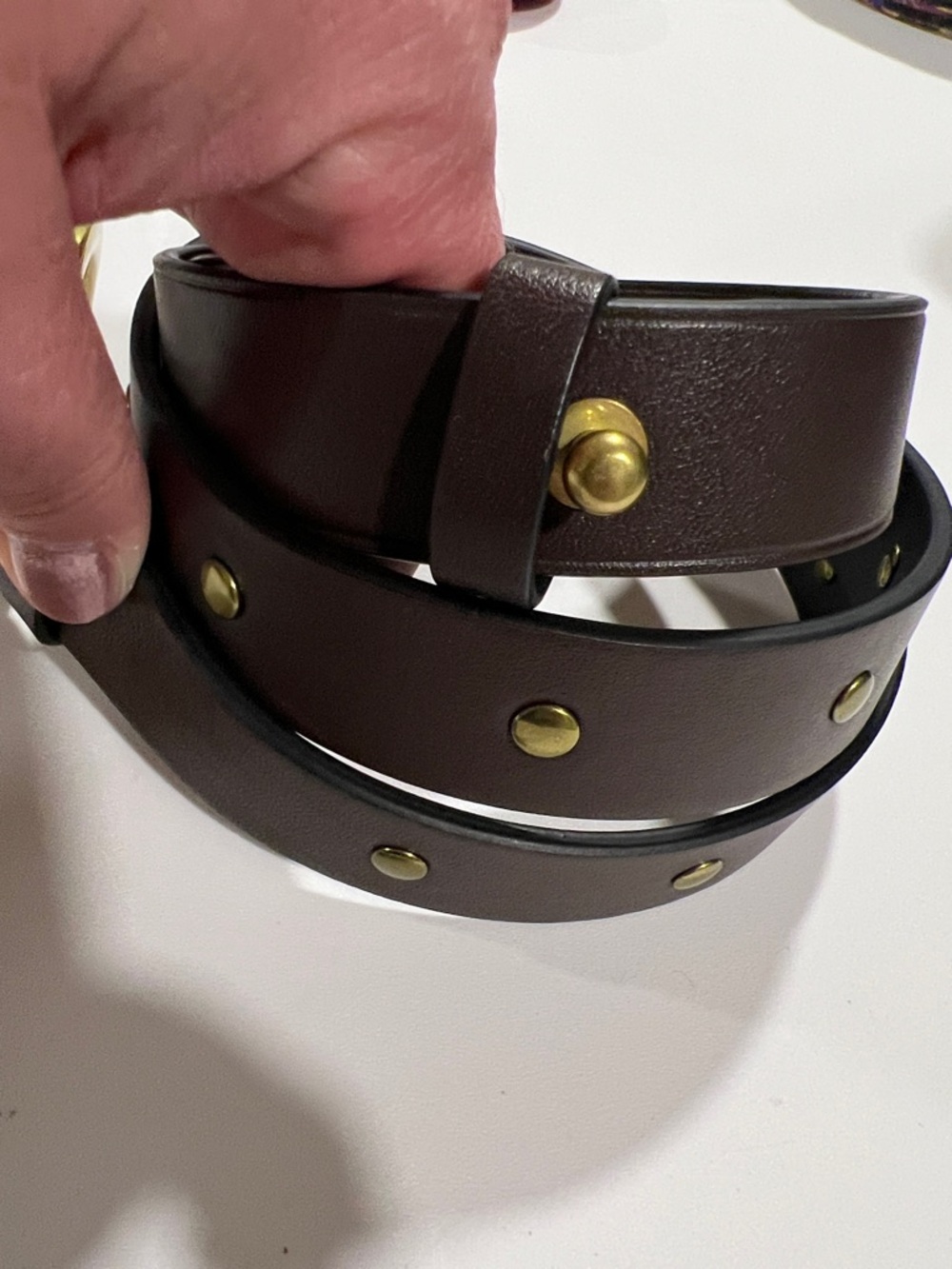 CAbi - M, Brown Leather Belt with Gold Ring Buckle - Picture 3 of 7